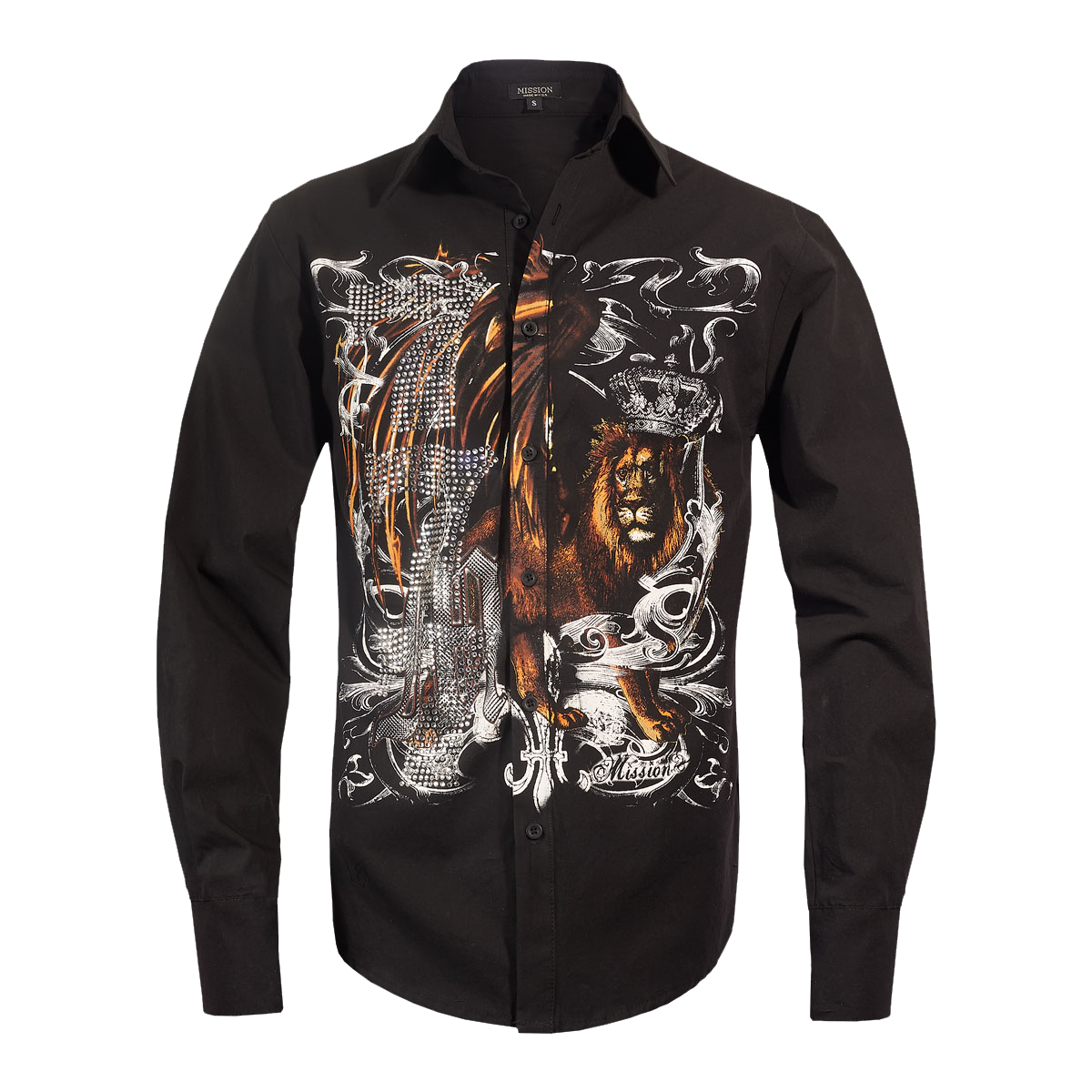 Michael Jackson x Mission Crystal Lion Long Sleeve Shirt - Black